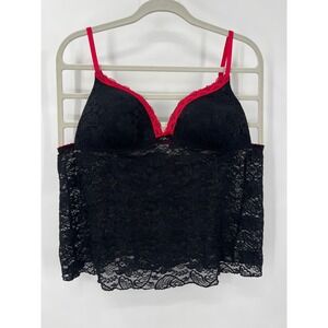 Apt 9 Intimates Womens XL Black Red Lace Padded Camisole Lingerie Top C? Cup